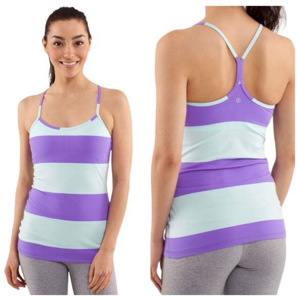 Lululemon Power Y Tank Luon Light Stripe Purple - Picture 2 of 9